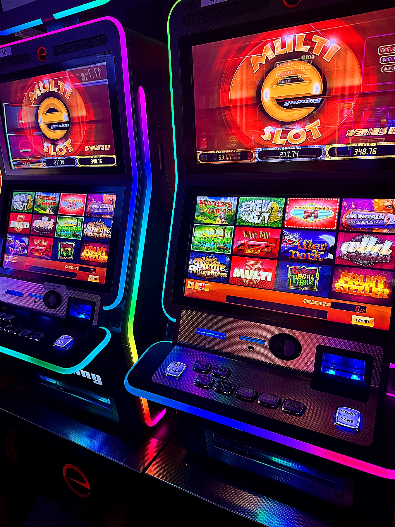 Neon-lit multi-game cabinets