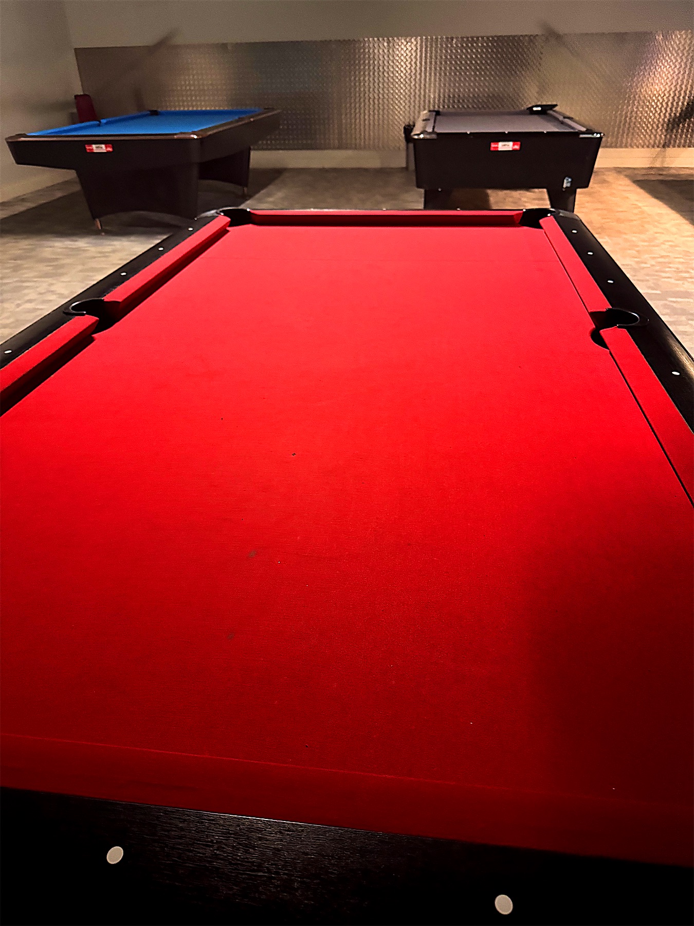 A pool table ready for play